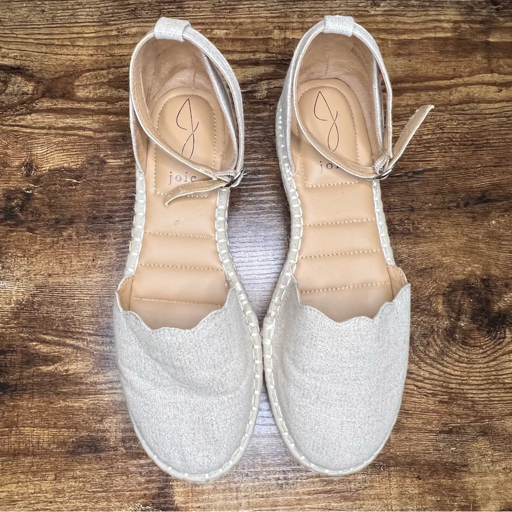 JOIE Cruz gray neutral platform espadrille sparkle sandal ankle strap women's 8 - Picture 6 of 10